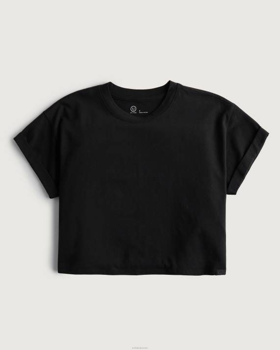 Hollister Kvinder gilly hicks active essentials boxy crew t-shirt 2H8Z183 toppe sort