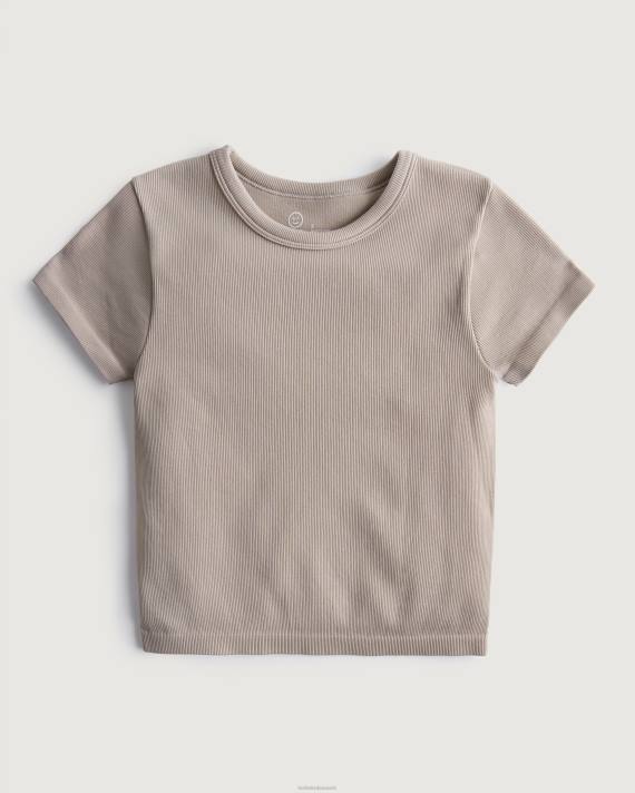 Hollister Kvinder gilly hicks aktiv sømløs besætning t-shirt 2H8Z309 toppe taupe
