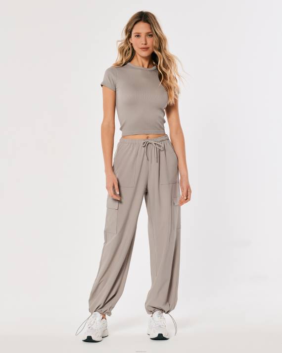 Hollister Kvinder gilly hicks aktiv sømløs besætning t-shirt 2H8Z309 toppe taupe