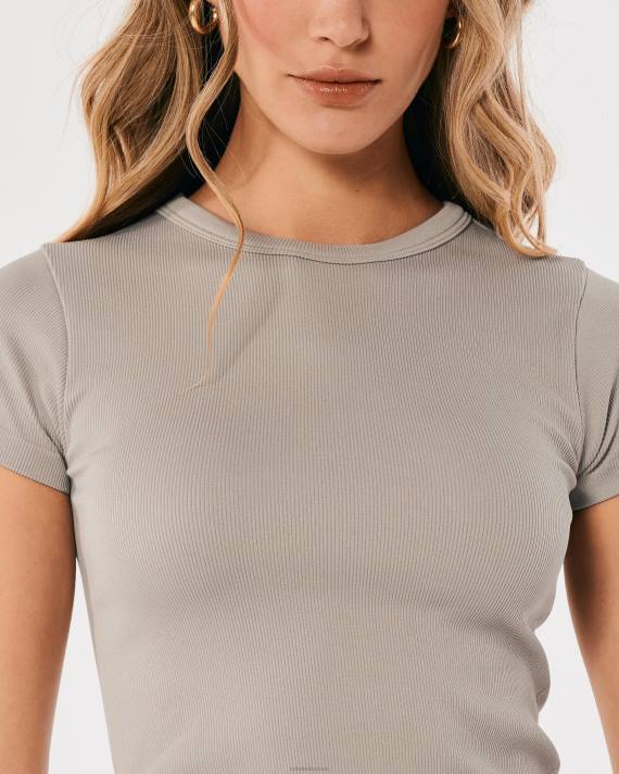 Hollister Kvinder gilly hicks aktiv sømløs besætning t-shirt 2H8Z309 toppe taupe