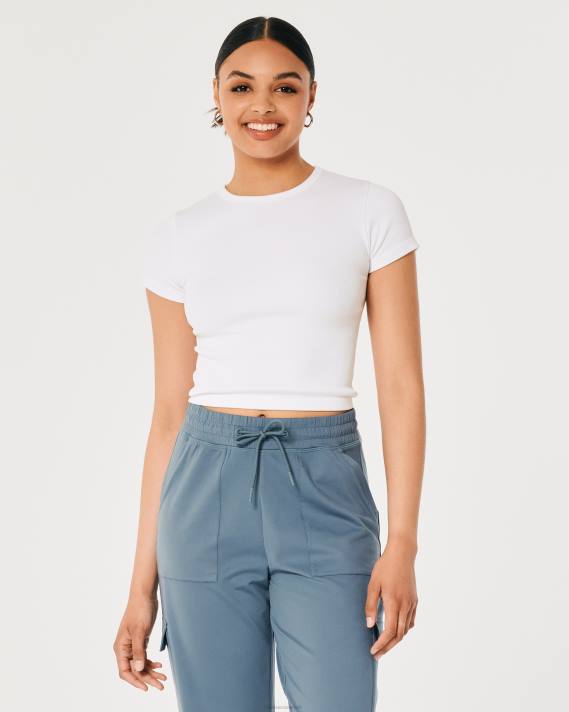 Hollister Kvinder gilly hicks aktiv sømløs besætning t-shirt 2H8Z314 toppe hvid