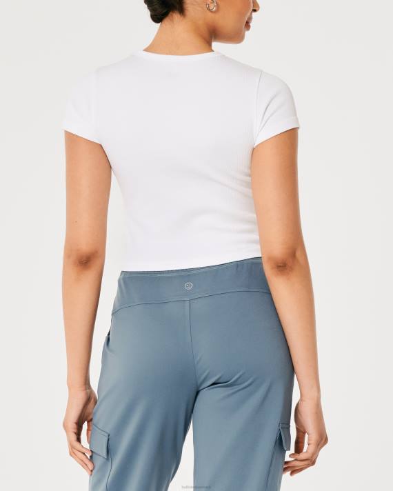 Hollister Kvinder gilly hicks aktiv sømløs besætning t-shirt 2H8Z314 toppe hvid