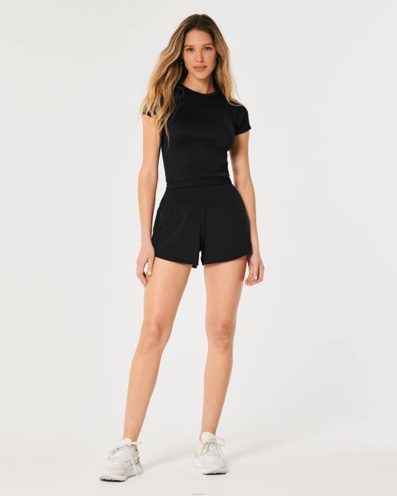 Hollister Kvinder gilly hicks aktiv sømløs besætning t-shirt 2H8Z344 toppe sort