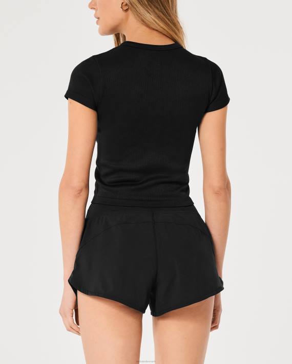 Hollister Kvinder gilly hicks aktiv sømløs besætning t-shirt 2H8Z344 toppe sort