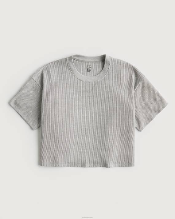 Hollister Kvinder gilly hicks micro vaffel t-shirt 2H8Z134 toppe lysegrå