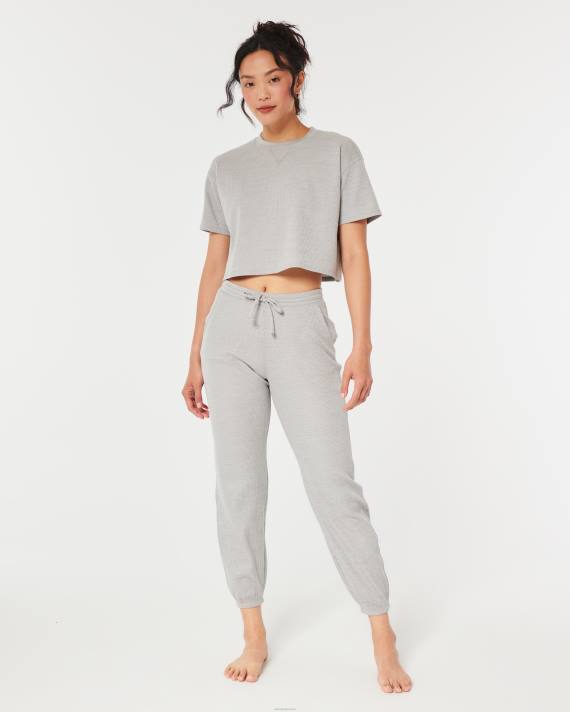 Hollister Kvinder gilly hicks micro vaffel t-shirt 2H8Z134 toppe lysegrå