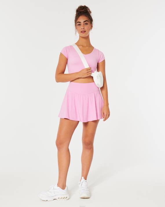 Hollister Kvinder gilly hicks ribbet sømløs cinch-front top 2H8Z186 toppe lyserød