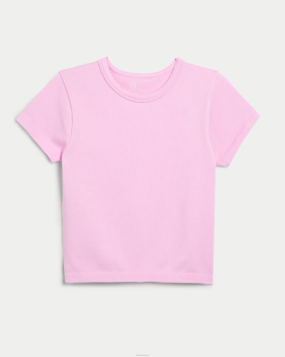 Hollister Kvinder gilly hicks sømløs ribstrikket baby-t-shirt 2H8Z185 toppe lyserød