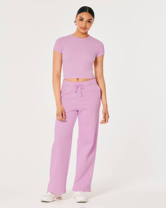 Hollister Kvinder gilly hicks sømløs ribstrikket baby-t-shirt 2H8Z185 toppe lyserød