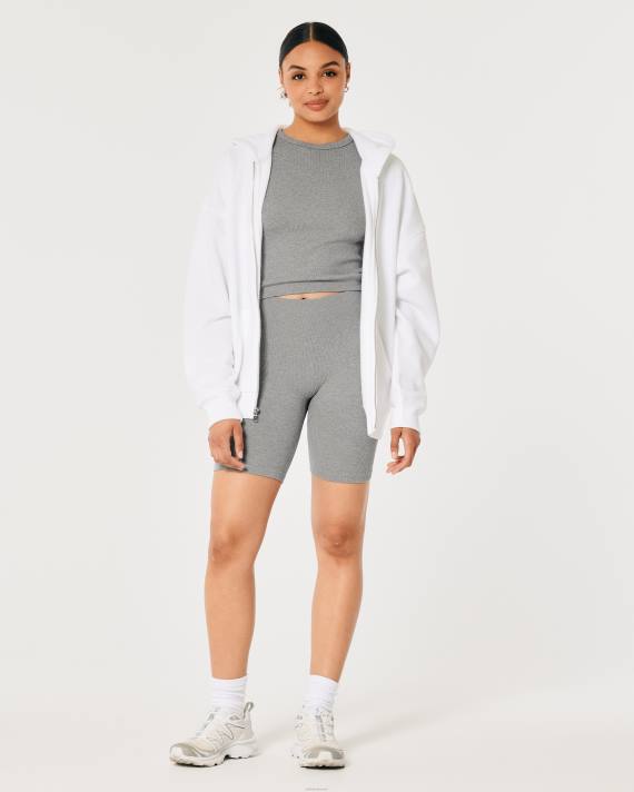 Hollister Kvinder gilly hicks sømløs ribstrikket baby-t-shirt 2H8Z330 toppe gråmeleret