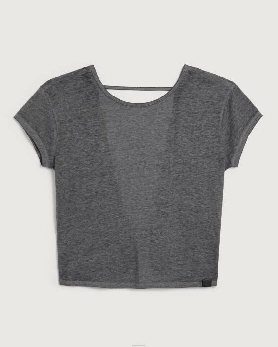 Hollister Kvinder gilly hicks t-shirt med åben ryg 2H8Z307 toppe mørkegrå