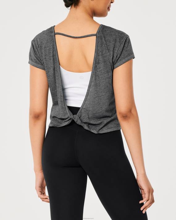 Hollister Kvinder gilly hicks t-shirt med åben ryg 2H8Z307 toppe mørkegrå