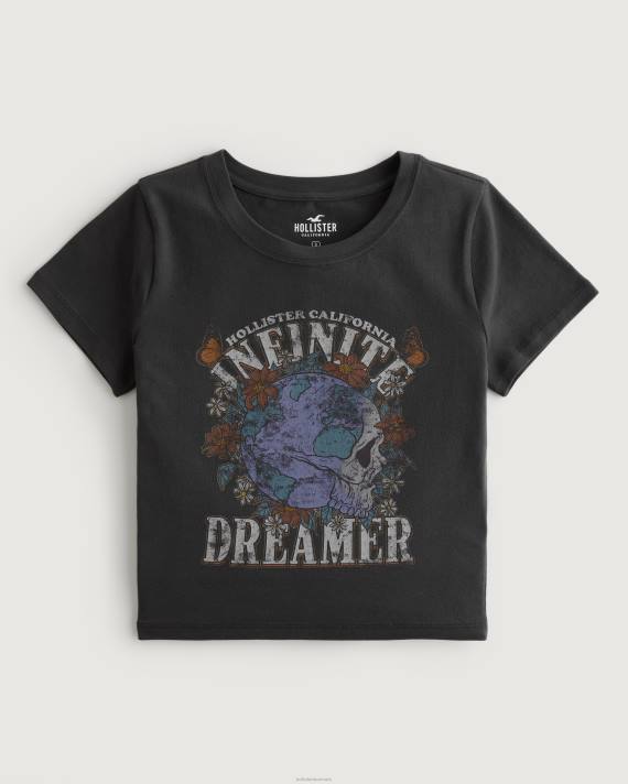 Hollister Kvinder infinite dreamer grafisk baby-t-shirt 2H8Z295 toppe sort sd/tekstur
