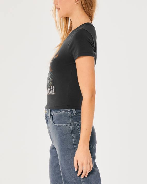 Hollister Kvinder infinite dreamer grafisk baby-t-shirt 2H8Z295 toppe sort sd/tekstur