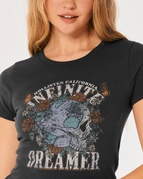 Hollister Kvinder infinite dreamer grafisk baby-t-shirt 2H8Z295 toppe sort sd/tekstur