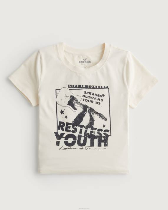 Hollister Kvinder koncert grafisk baby t-shirt 2H8Z144 toppe fløde