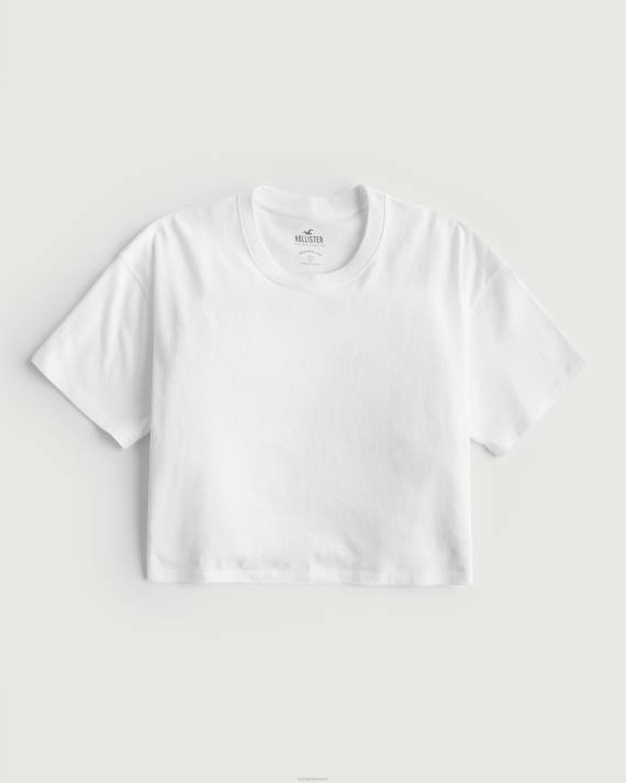 Hollister Kvinder kortærmet crop t-shirt 2H8Z169 toppe hvid