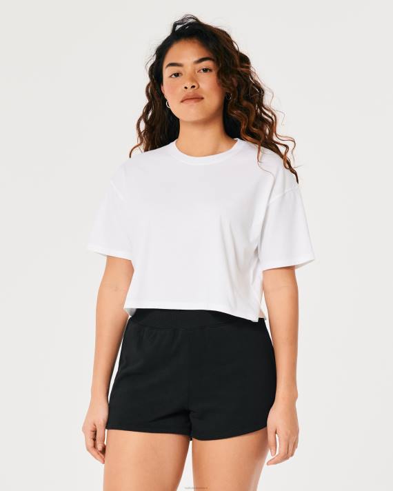 Hollister Kvinder kortærmet crop t-shirt 2H8Z169 toppe hvid