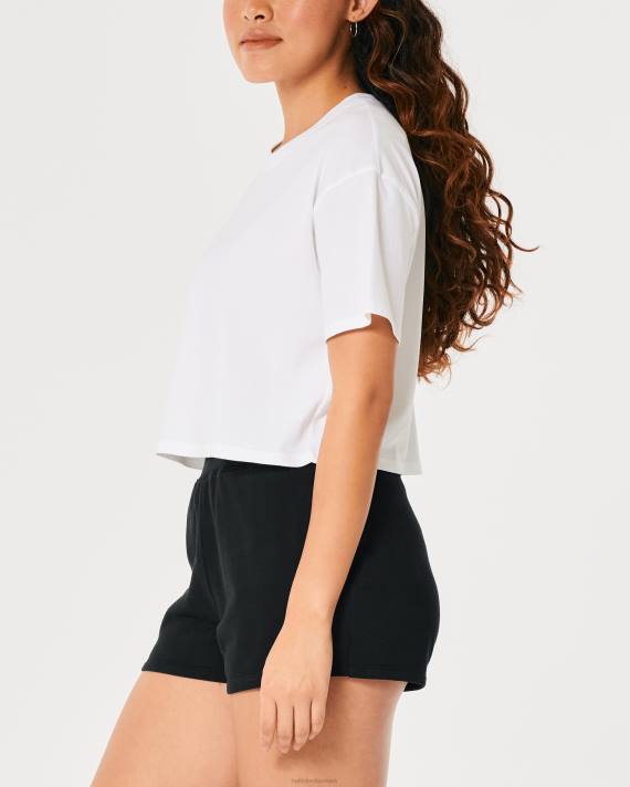 Hollister Kvinder kortærmet crop t-shirt 2H8Z169 toppe hvid