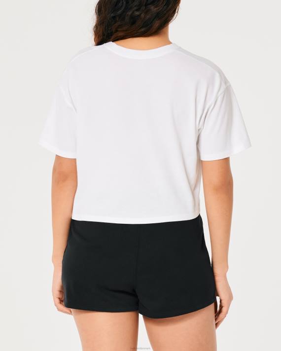 Hollister Kvinder kortærmet crop t-shirt 2H8Z169 toppe hvid