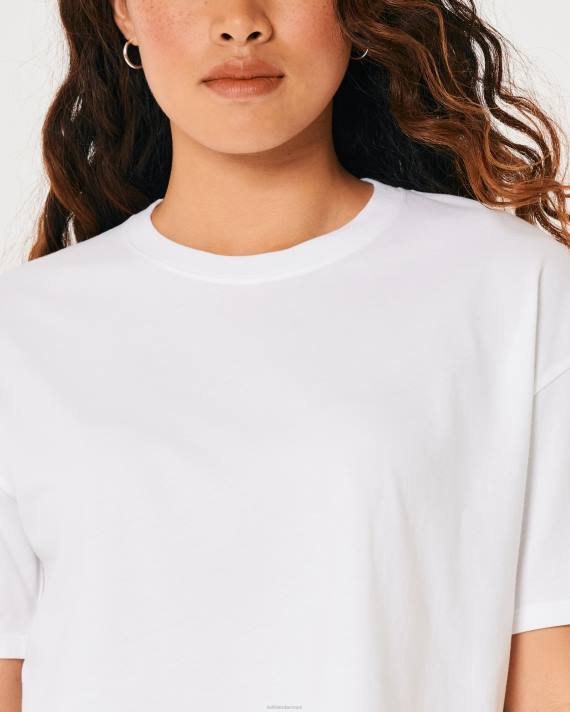 Hollister Kvinder kortærmet crop t-shirt 2H8Z169 toppe hvid
