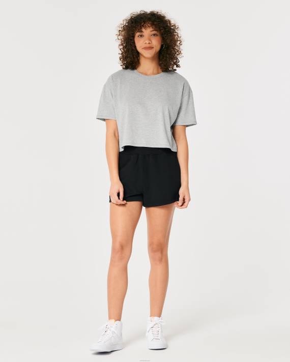 Hollister Kvinder kortærmet crop t-shirt 2H8Z292 toppe lys gråmeleret
