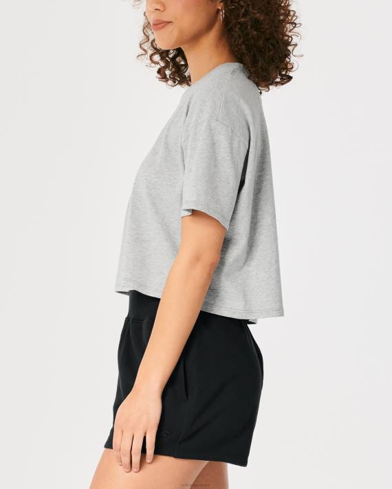 Hollister Kvinder kortærmet crop t-shirt 2H8Z292 toppe lys gråmeleret