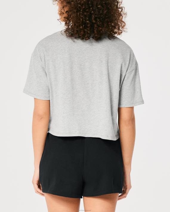 Hollister Kvinder kortærmet crop t-shirt 2H8Z292 toppe lys gråmeleret