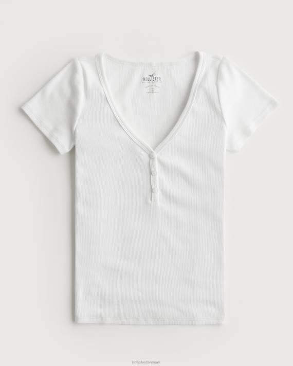 Hollister Kvinder kortærmet v-hals henley 2H8Z394 toppe hvid