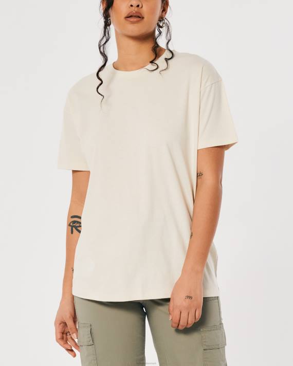 Hollister Kvinder oversized crew t-shirt 2H8Z113 toppe fløde