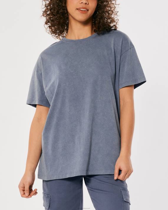 Hollister Kvinder oversized crew t-shirt 2H8Z63 toppe blå