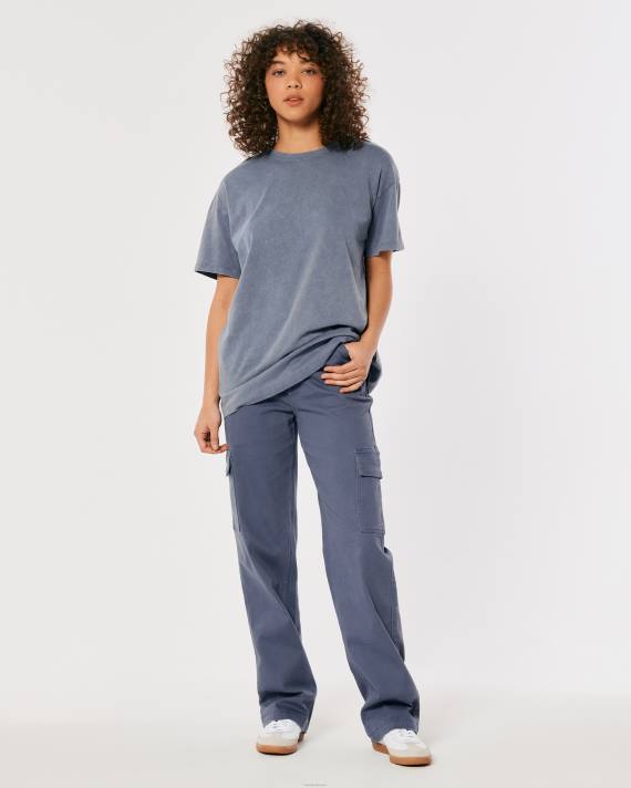 Hollister Kvinder oversized crew t-shirt 2H8Z63 toppe blå