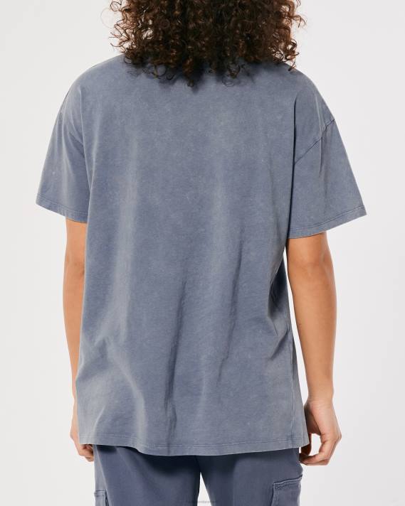 Hollister Kvinder oversized crew t-shirt 2H8Z63 toppe blå