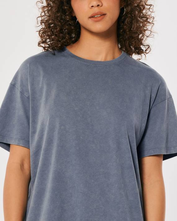 Hollister Kvinder oversized crew t-shirt 2H8Z63 toppe blå