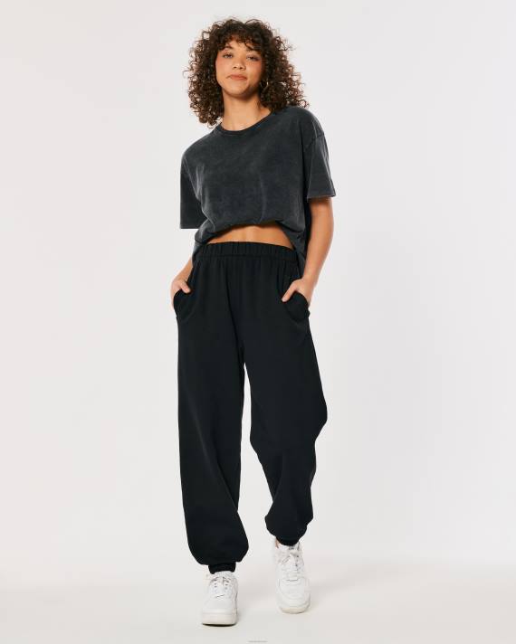 Hollister Kvinder oversized crew t-shirt 2H8Z89 toppe sort