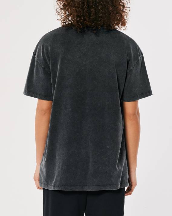 Hollister Kvinder oversized crew t-shirt 2H8Z89 toppe sort