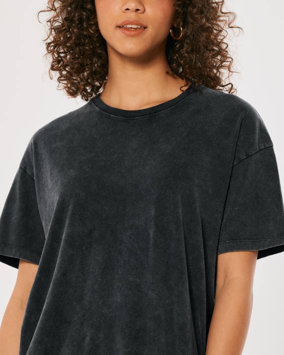Hollister Kvinder oversized crew t-shirt 2H8Z89 toppe sort