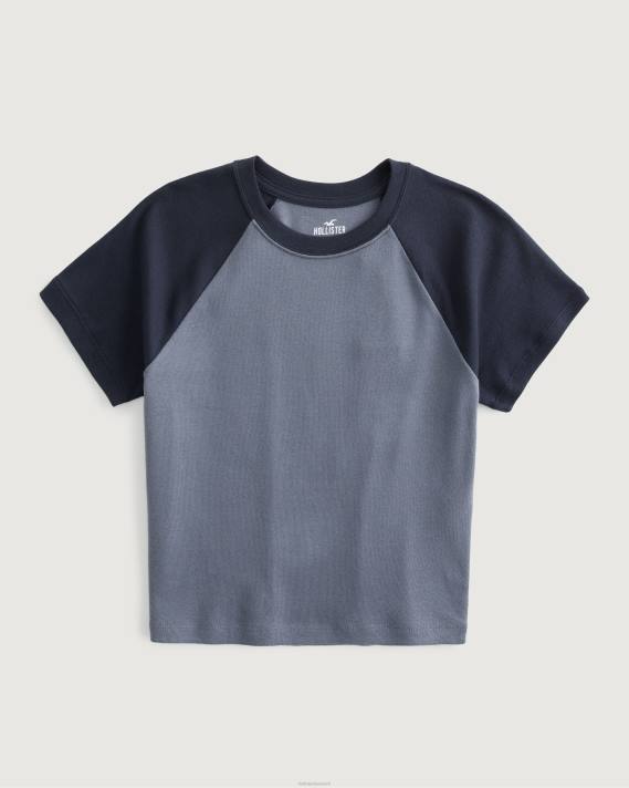 Hollister Kvinder raglan crew t-shirt 2H8Z9 toppe blå