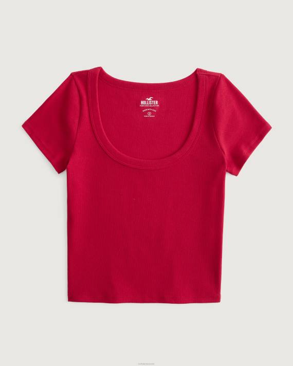 Hollister Kvinder rib scoop baby tee 2H8Z190 toppe rød