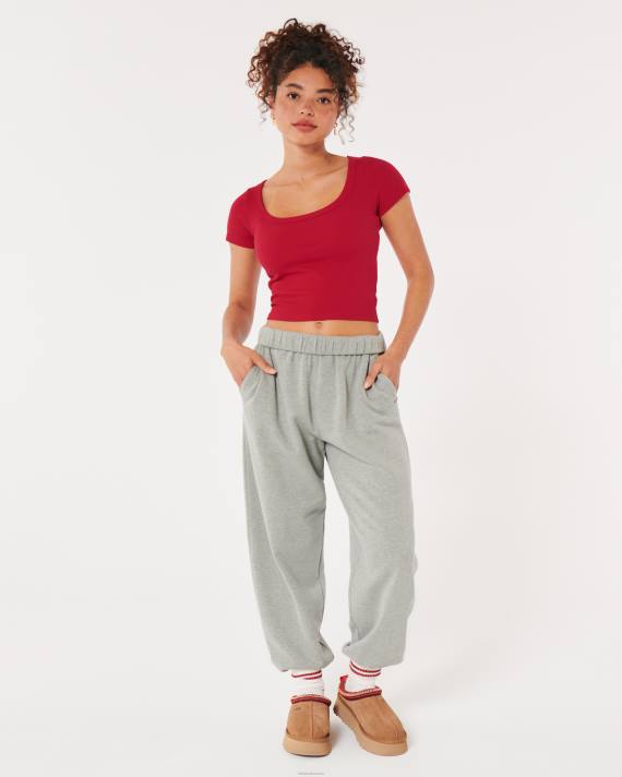 Hollister Kvinder rib scoop baby tee 2H8Z190 toppe rød