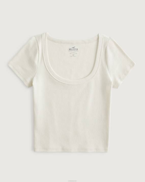 Hollister Kvinder rib scoop baby tee 2H8Z228 toppe fløde