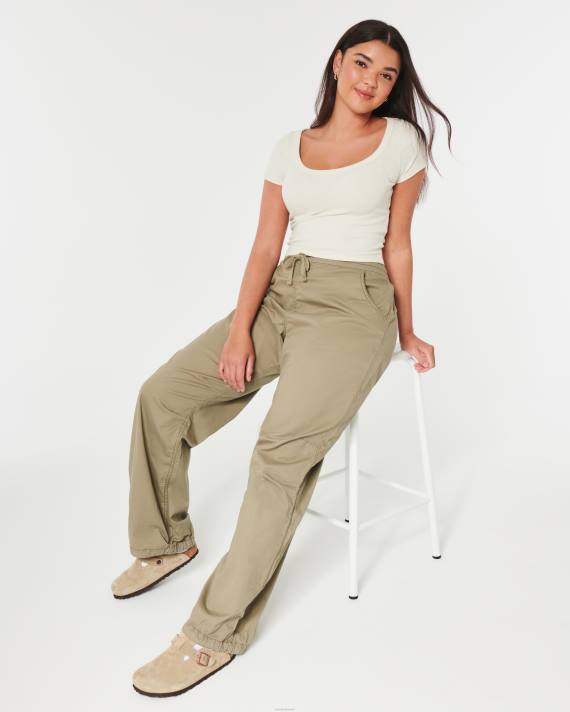 Hollister Kvinder rib scoop baby tee 2H8Z228 toppe fløde