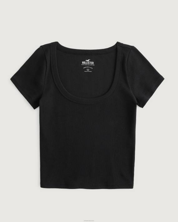 Hollister Kvinder rib scoop baby tee 2H8Z72 toppe sort