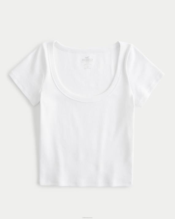 Hollister Kvinder rib scoop baby tee 2H8Z99 toppe hvid