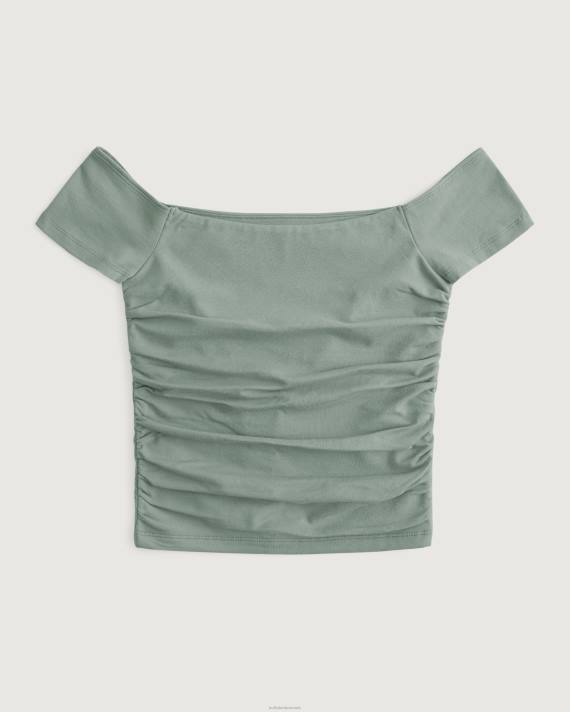 Hollister Kvinder rynket off-the-skulder top 2H8Z103 toppe olivengrøn