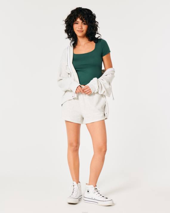 Hollister Kvinder sømløs baby-t-shirt med firkantet hals i stof 2H8Z148 toppe grøn