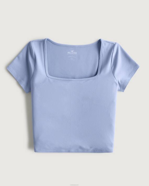 Hollister Kvinder sømløs baby-t-shirt med firkantet hals i stof 2H8Z150 toppe lilla