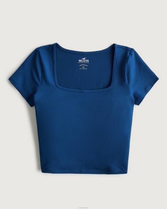 Hollister Kvinder sømløs baby-t-shirt med firkantet hals i stof 2H8Z71 toppe blå
