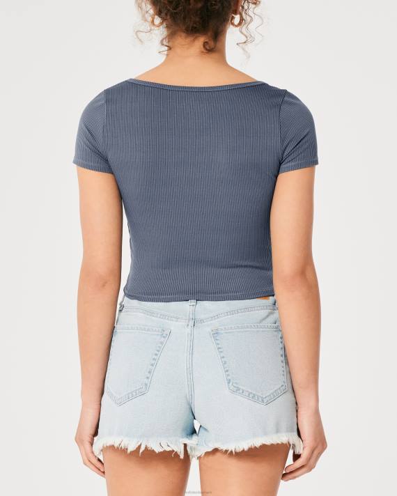 Hollister Kvinder sømløs rib-stof sweetheart baby-t-shirt 2H8Z280 toppe blå