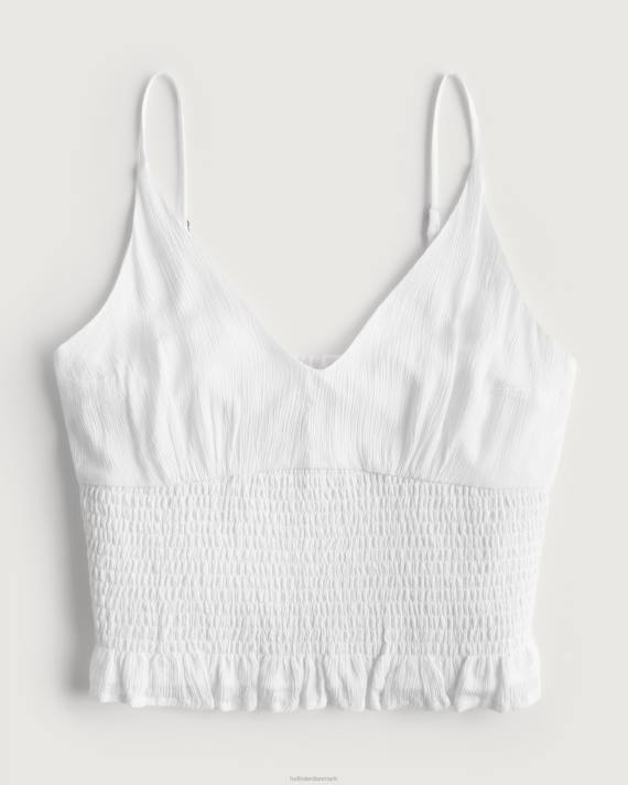 Hollister Kvinder V-hals smocket talje top 2H8Z412 toppe hvid